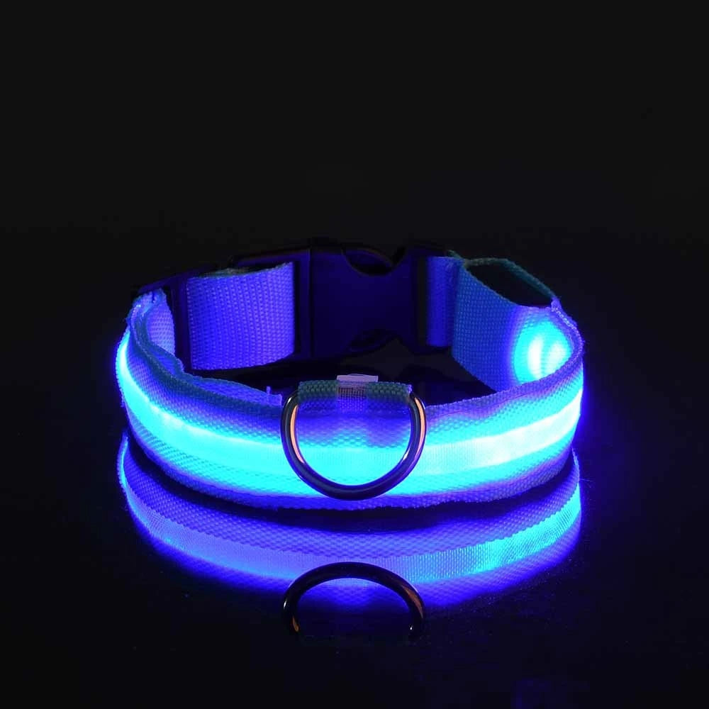 Collar LED Recargable de Nylon para mascotas