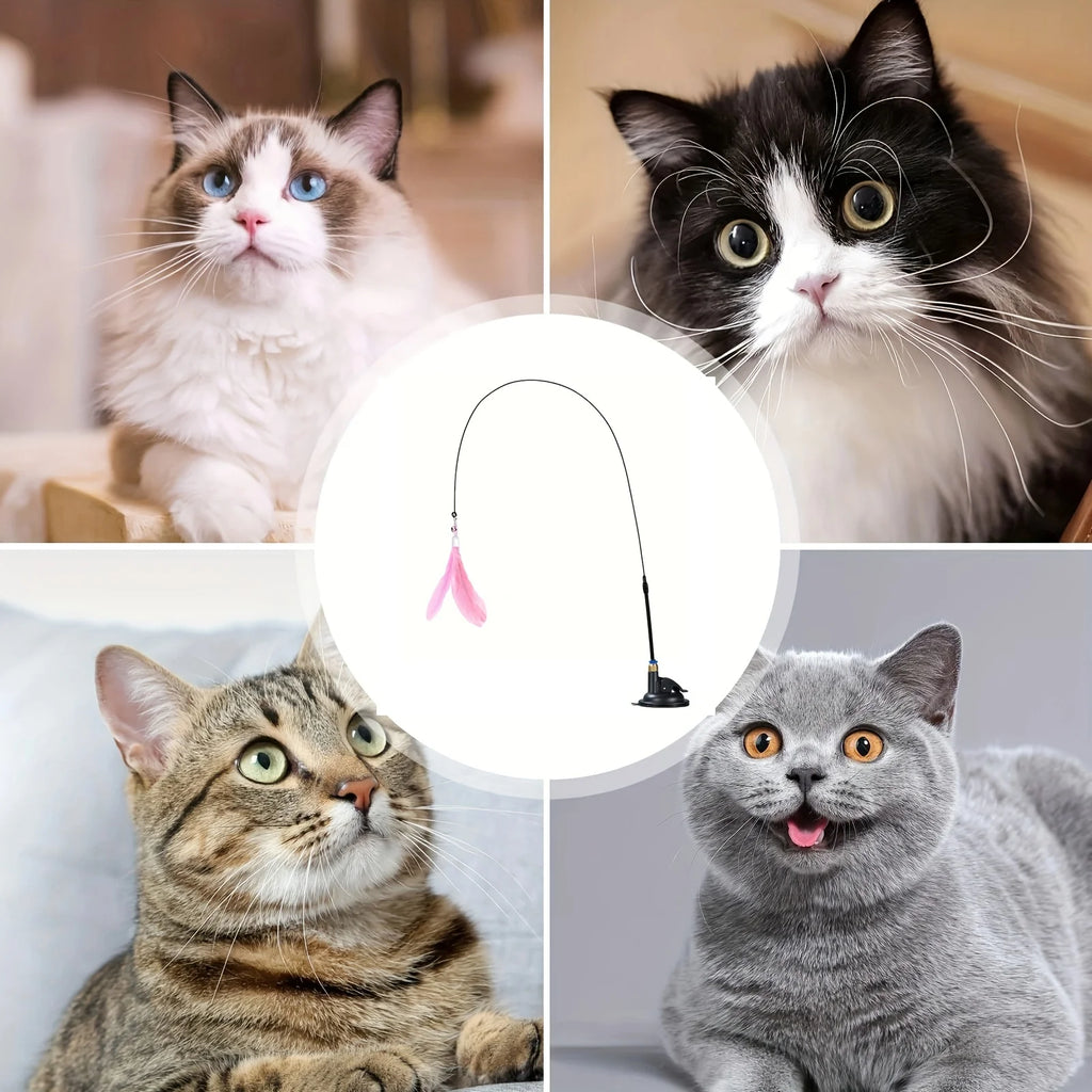 Caña de Juego con Ventosa para Gatos