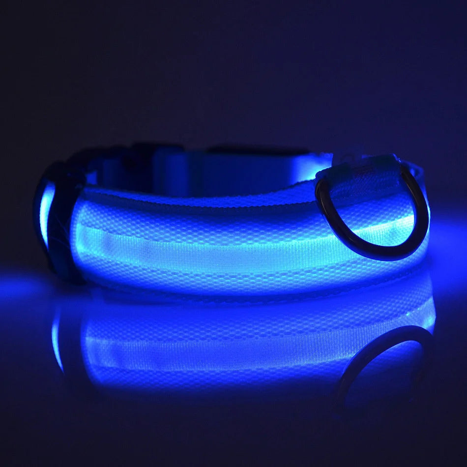 Collar LED Recargable de Nylon para mascotas