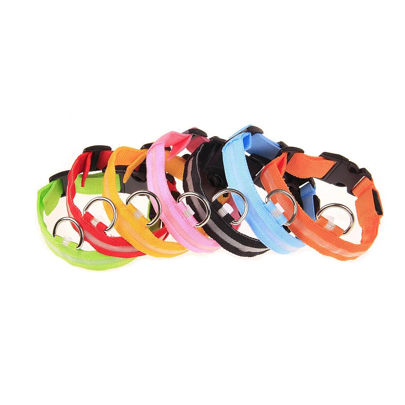Collar LED Recargable de Nylon para mascotas